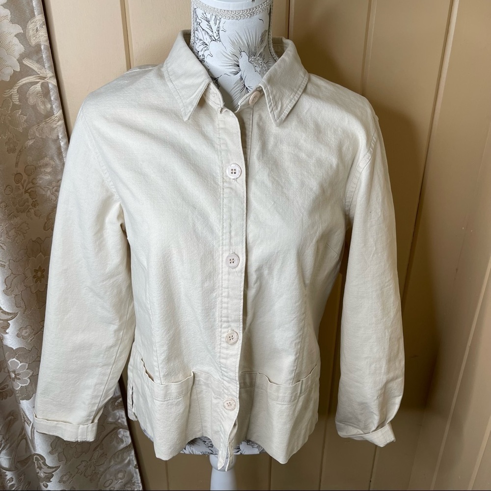 FDJ French Dressing Women's Cotton Blend Cream SZ 10 Long Sleeve Top